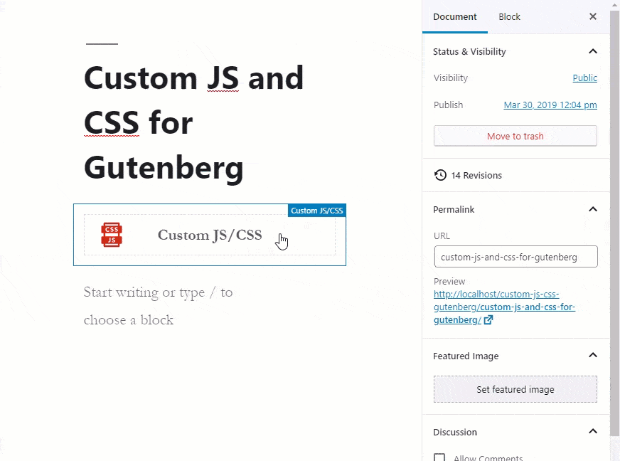 Footer Javascript with Custom JS and CSS for Gutenberg